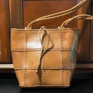 Ellepi Vintage Elegant Tan Braided Handle Tote Bag